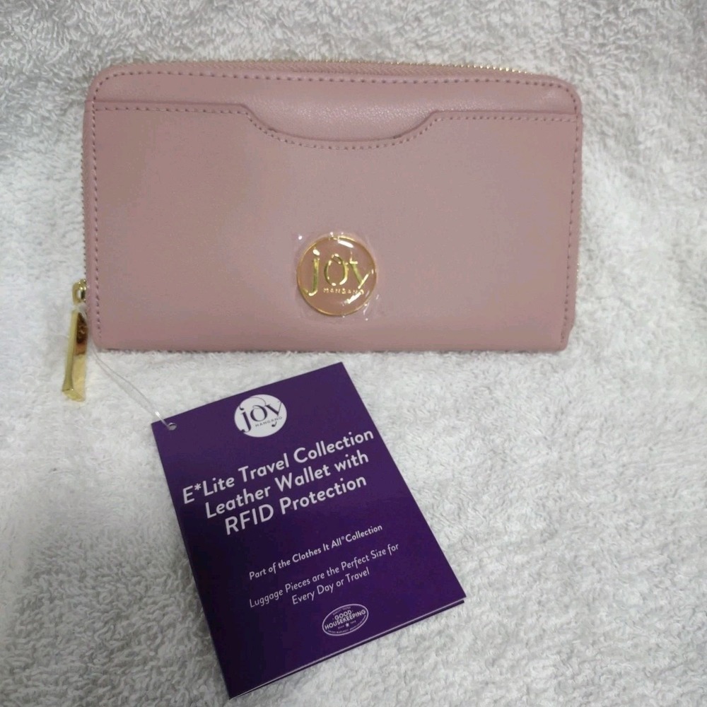 JOY Mangano ELite Travel Collection Pink‎ Leather Wallet w/RFID Protection